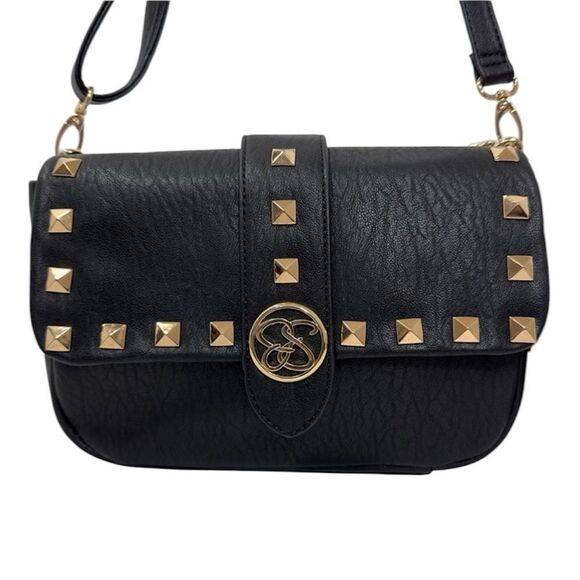 JESSICA SIMPSON STUDDED GOLD TONE‎ CHAIN JENNIFER CROSSBODY PURSE METEORITE NWT - Picture 2 of 12